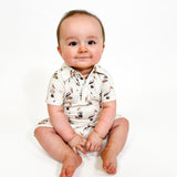 SS Polo Romper - Pelicans (Final Sale)