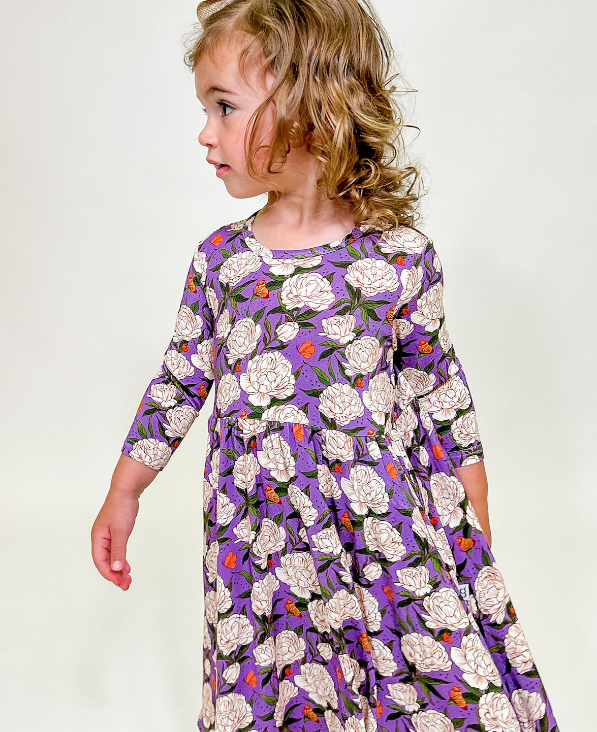 3/4 Sleeve Pocket Dress - Peonies