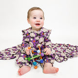 Long Sleeve Flutter Romper- Peonies (FINAL SALE)