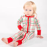 Convertible Zip Pajamas - Festive Plaid
