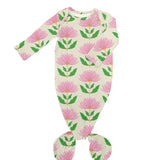 Knotted Gown - Pink Block Flower