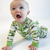 Convertible Zip Pajamas - Farm Stripe