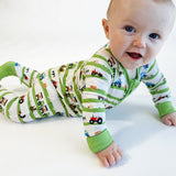 Convertible Zip Pajamas - Farm Stripe