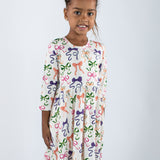 3/4 Sleeve Pocket Dress - Bows
