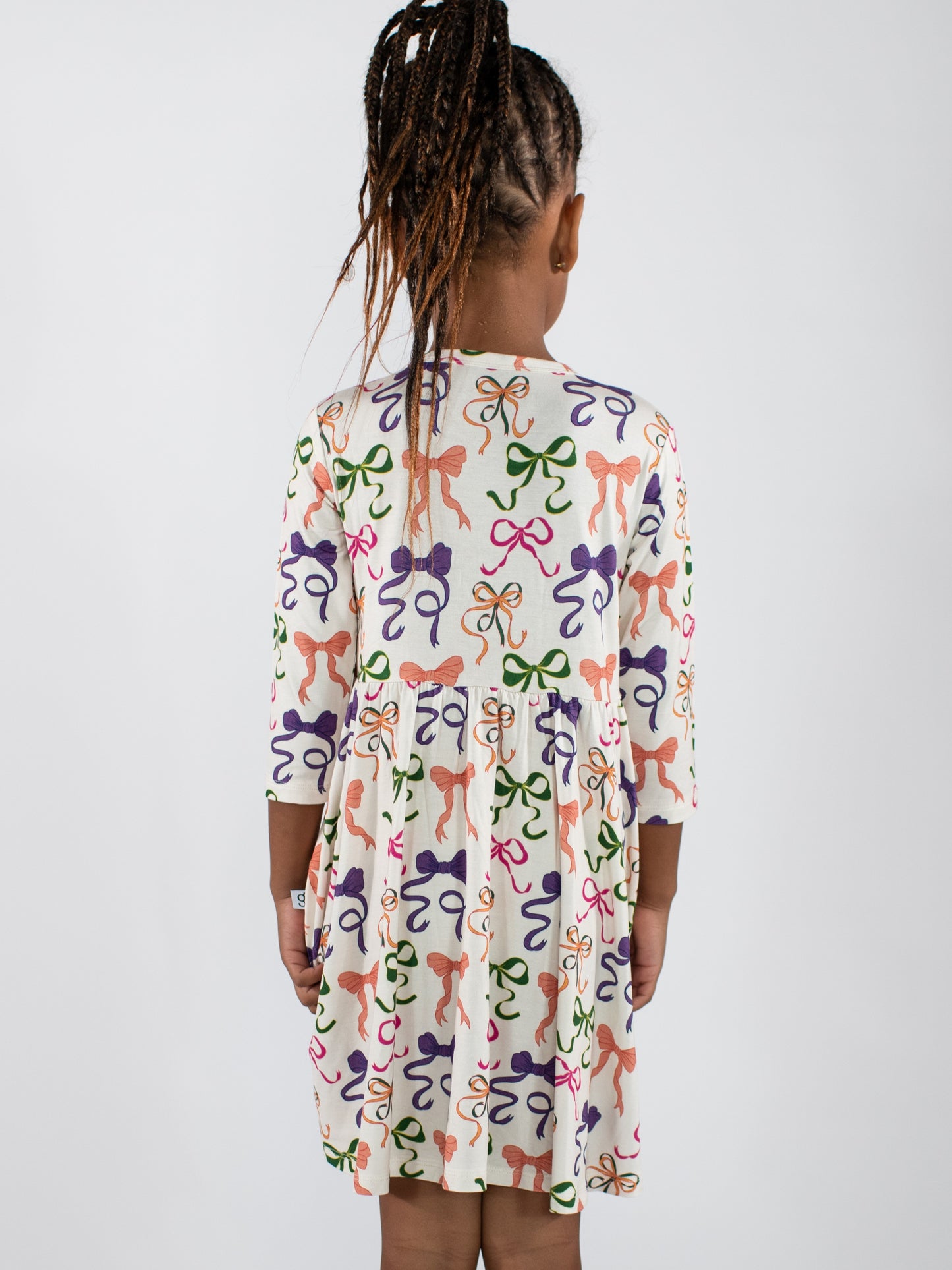 3/4 Sleeve Pocket Dress - Bows
