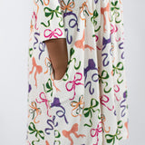 3/4 Sleeve Pocket Dress - Bows