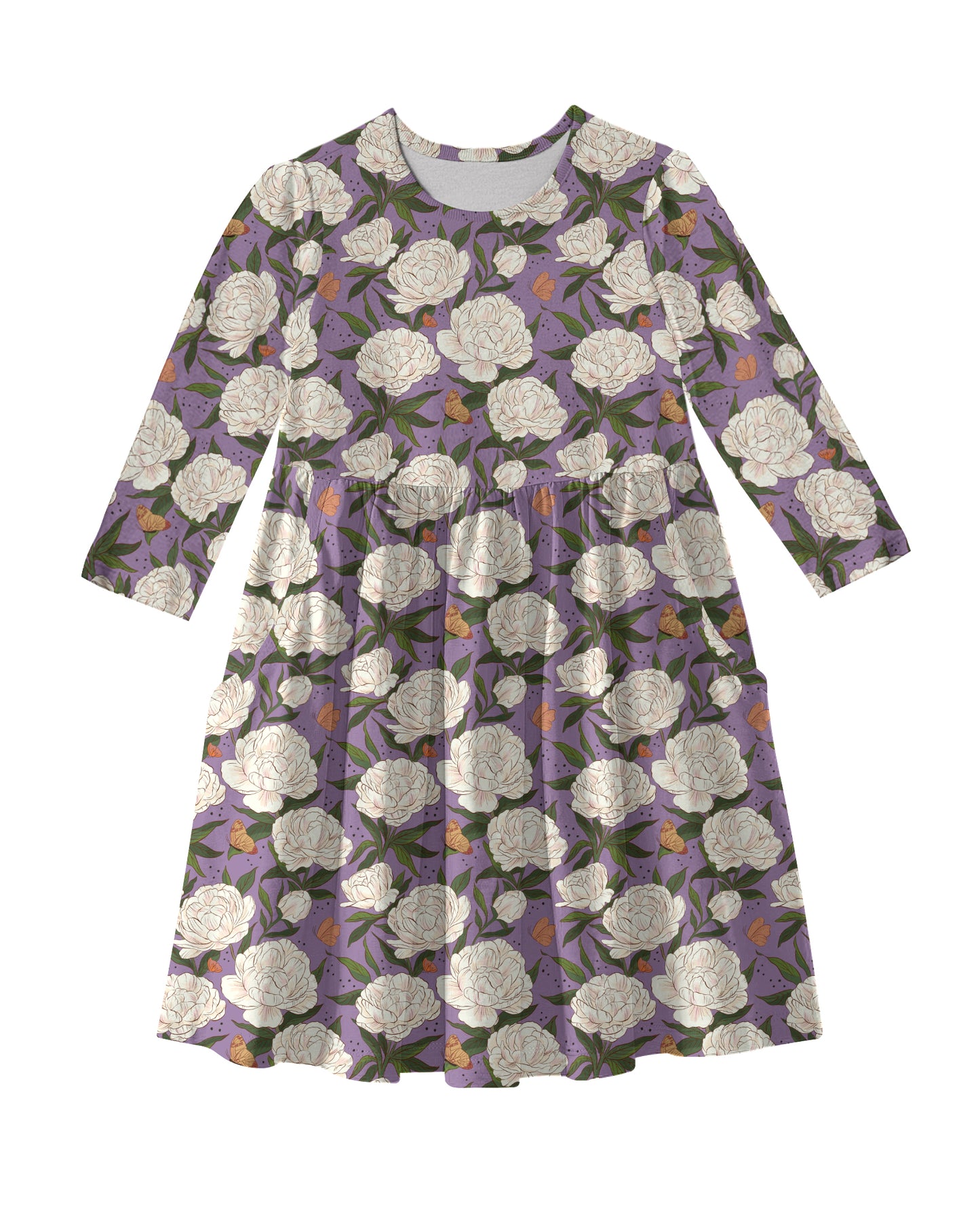 3/4 Sleeve Pocket Dress - Peonies