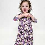 3/4 Sleeve Pocket Dress - Peonies (FINAL SALE)