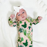 Knotted Infant Gown - Cactus Blooms (0-3 mo) FINAL SALE