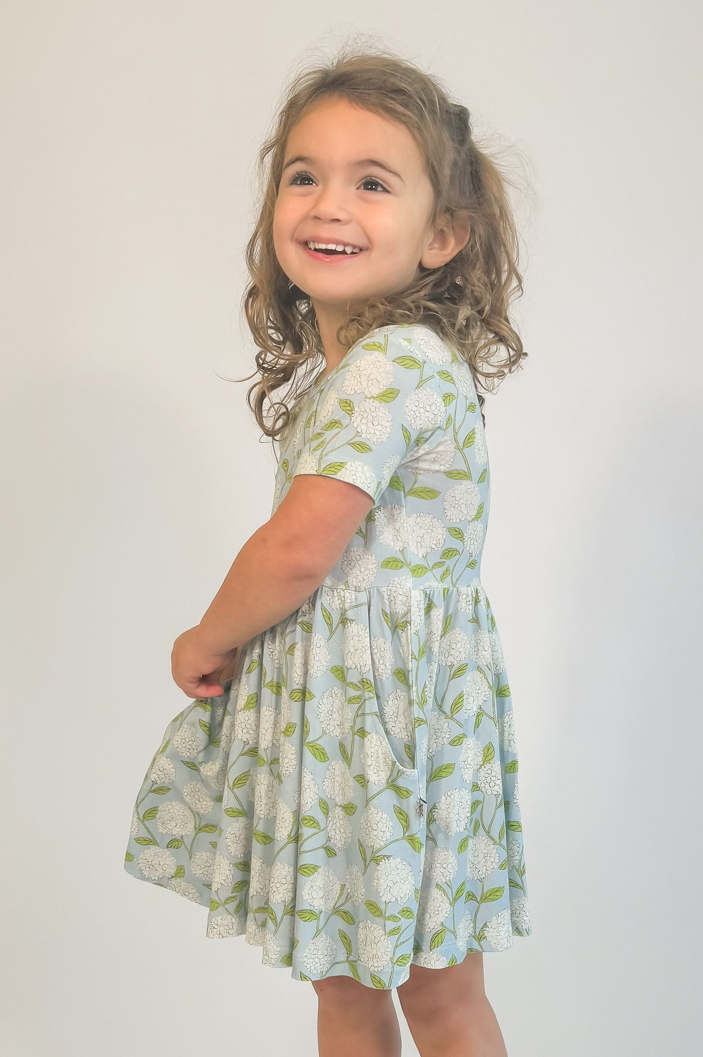 SS Pocket Dress - Hydrangeas