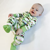 Convertible Zip Pajamas - Farm Stripe