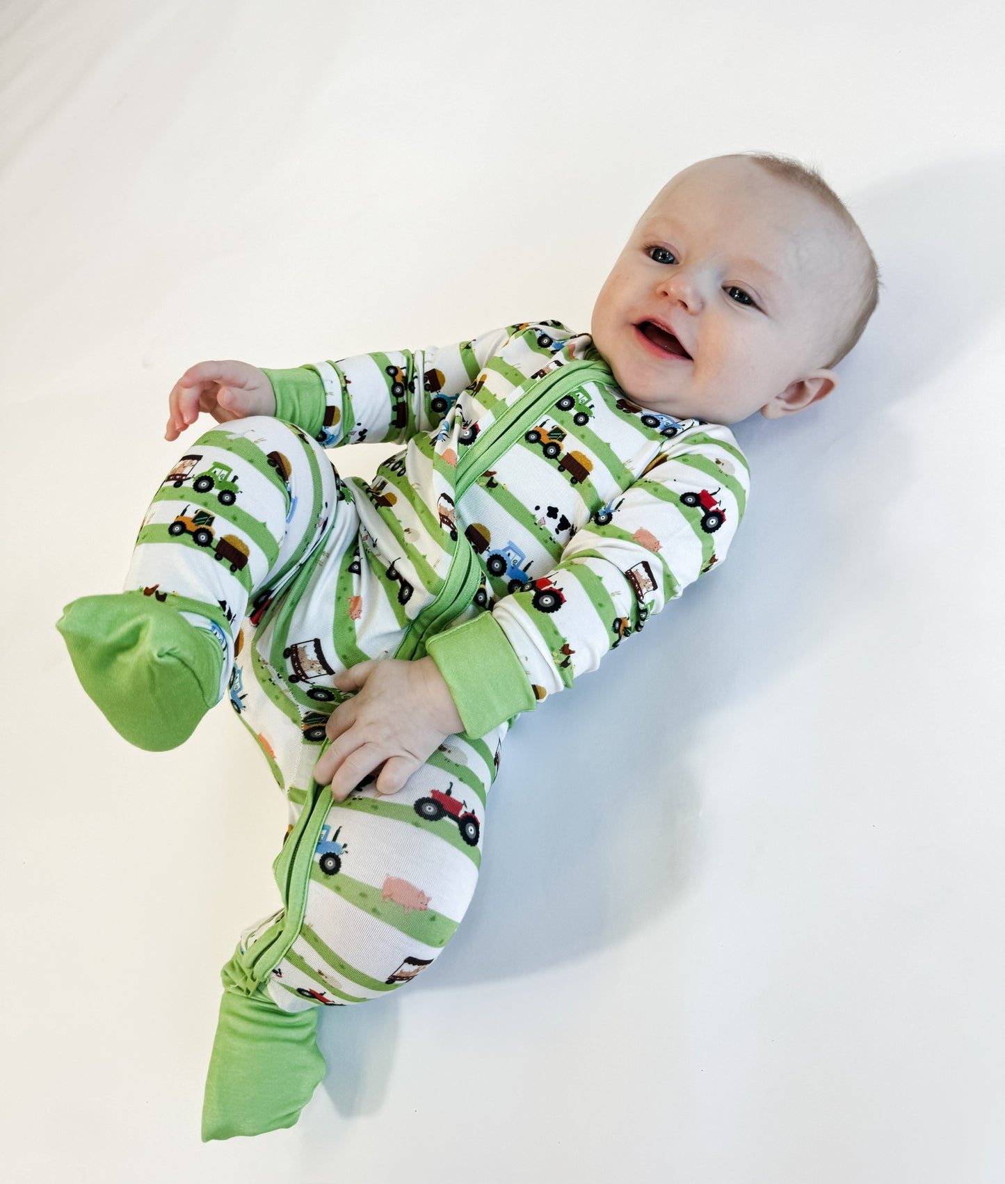 LS Zip PJ- Farm Stripe