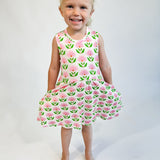 Sleeveless Dress - Pink Block Flower