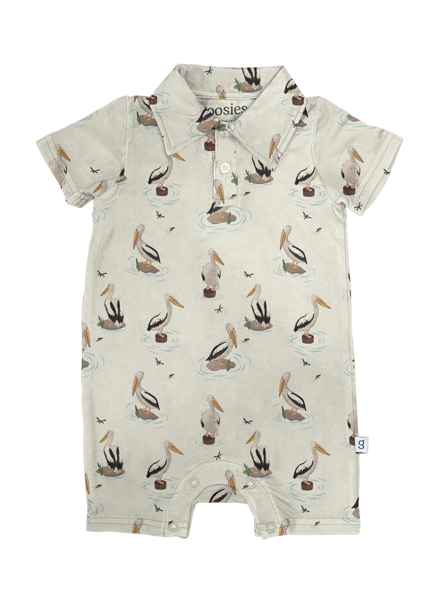 SS Polo Romper - Pelicans