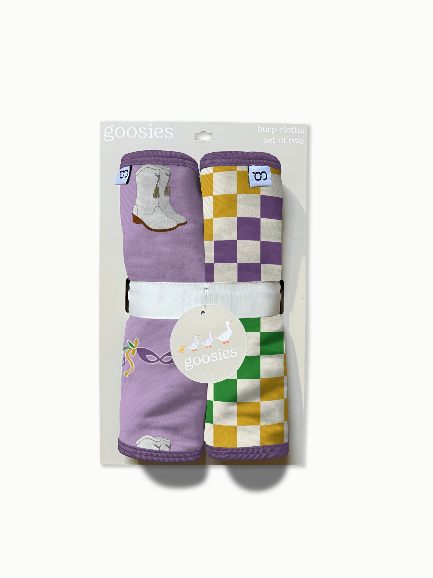 Burp Cloths Set of 2 (Mardi Gras Boots)
