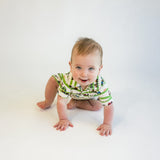 SS Polo Romper - Farm Stripes