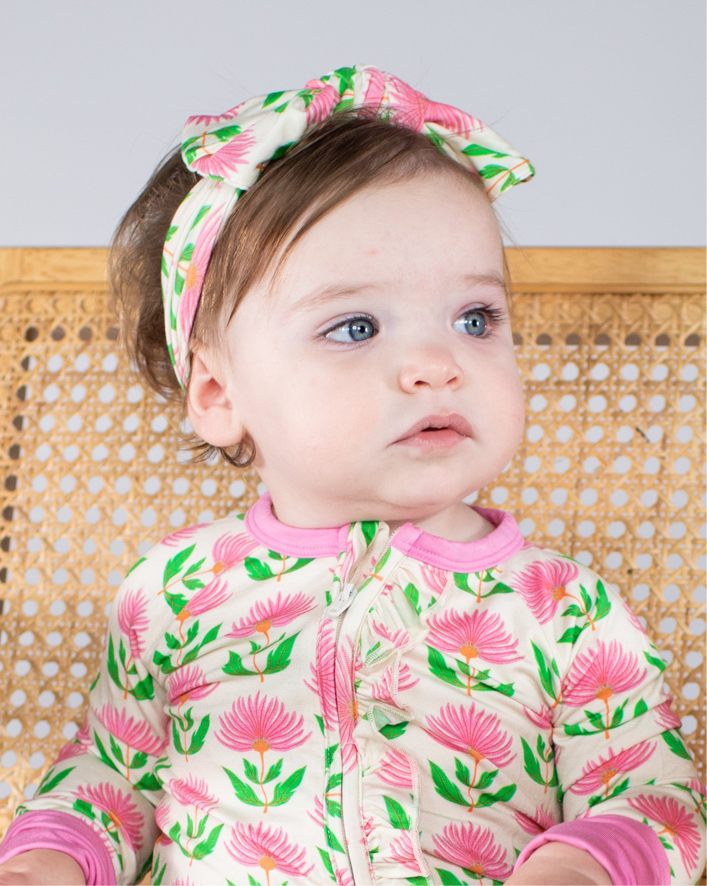 Headband Set - Pink Block Flower