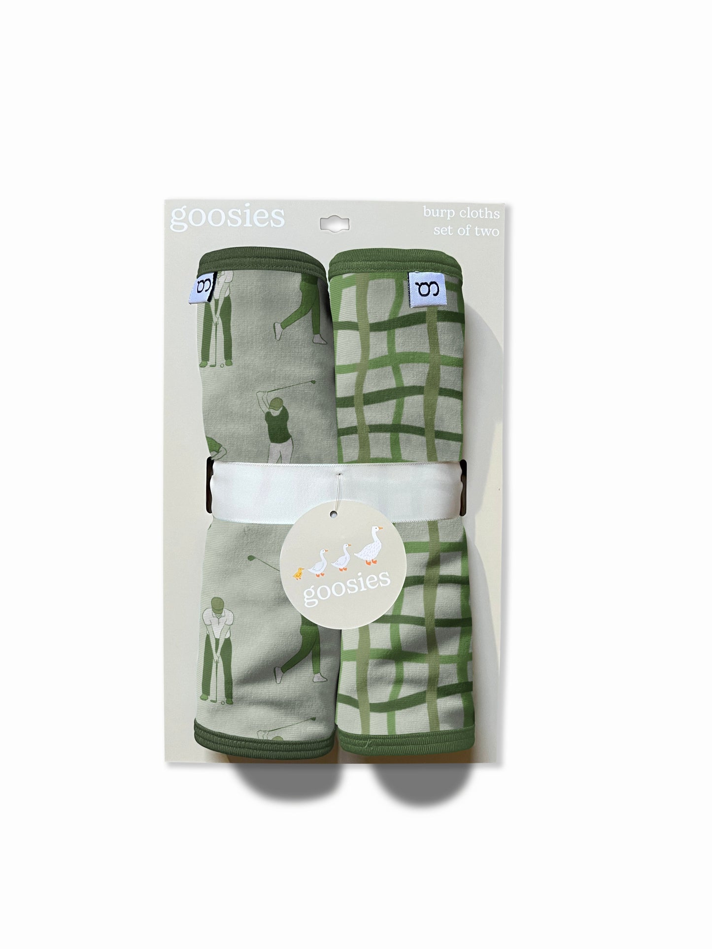 Burp Cloths Set of 2 (Golf/Green Wavy Plaid)