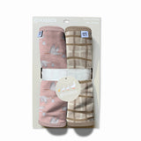 Burp Cloths Set of 2 (Stork Pink/Tan Wavy Plaid)