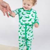 Convertible Zip Pajamas - Blue Alligators