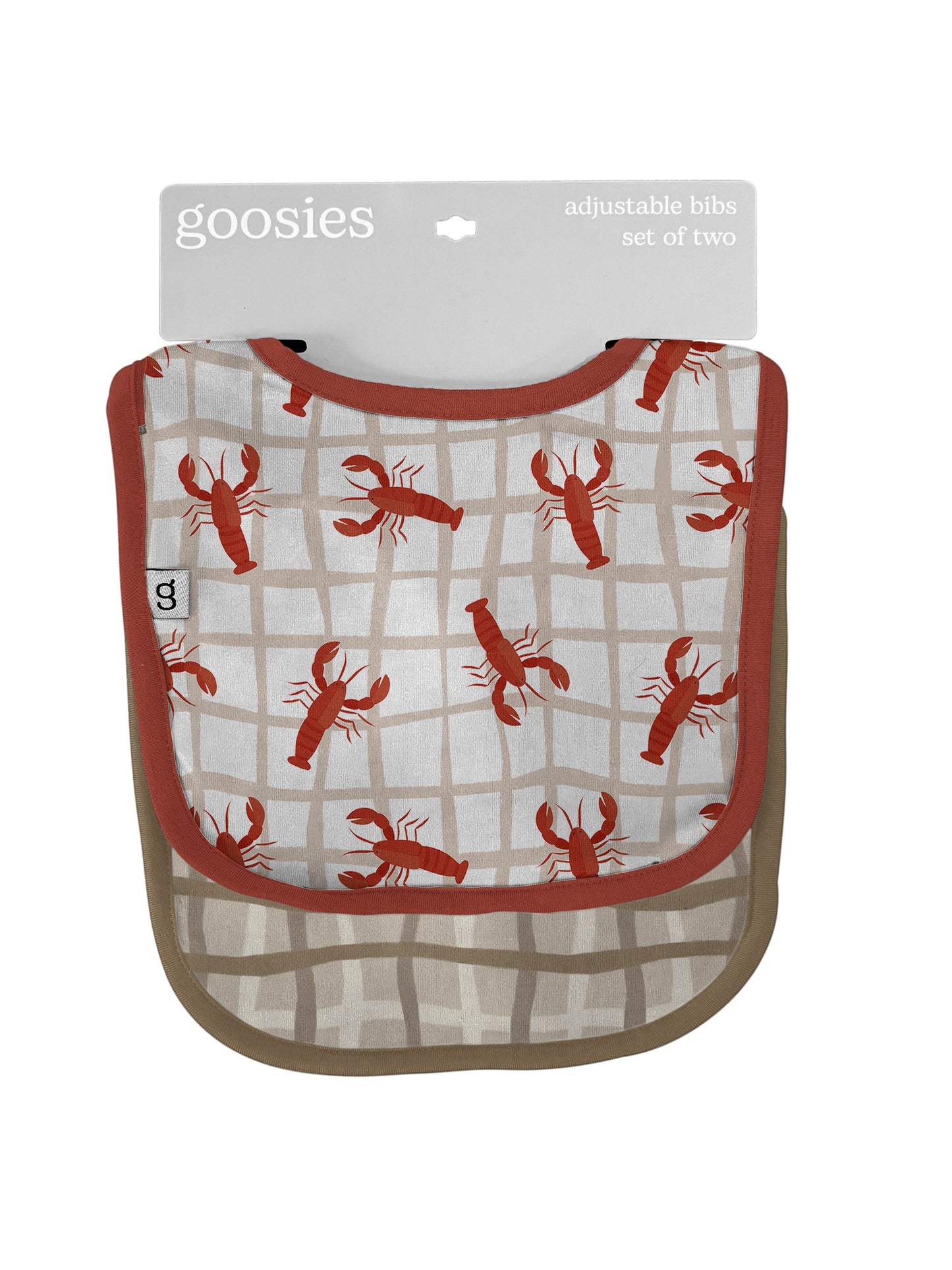 Bib Set of 2 (Crawfish/Tan Wavy Plaid)