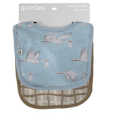 Bib Set of 2 (Stork Blue/Tan Wavy Plaid)