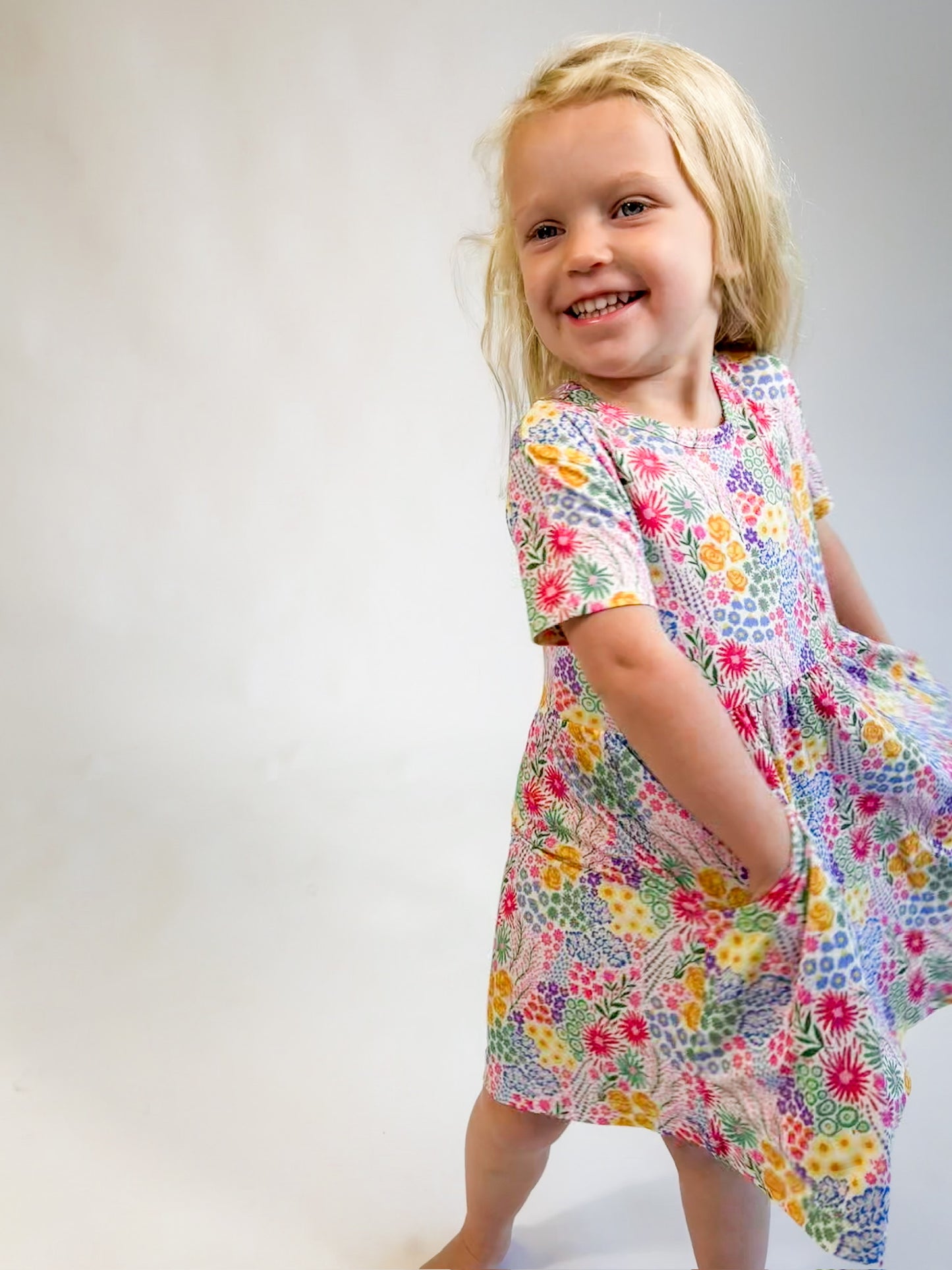 SS Pocket Dress - Flower Fields