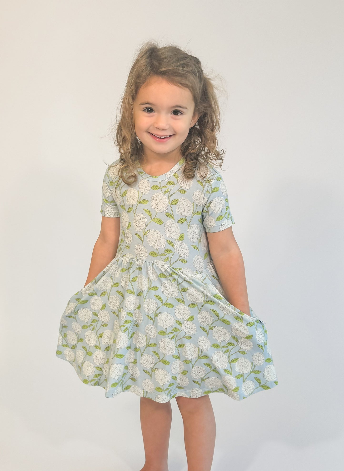 SS Pocket Dress - Hydrangeas