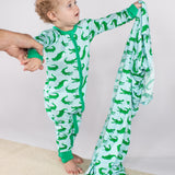 Convertible Zip Pajamas - Blue Alligators