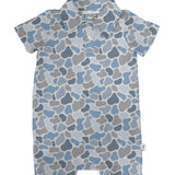 SS Polo Romper - Watercolor Camo