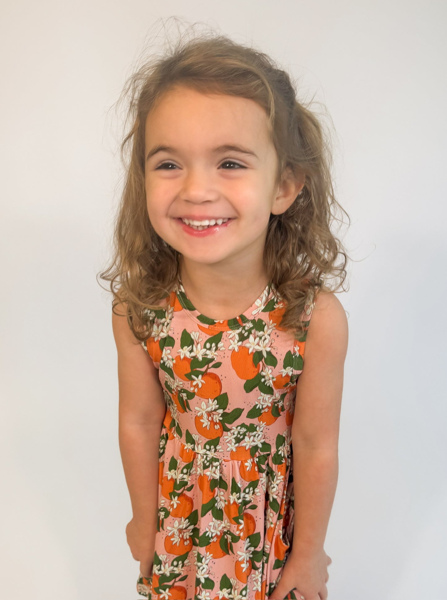 Sleeveless Dress - Orange Blossoms