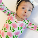 Knotted Gown - Pink Block Flower
