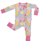 Convertible Zip Pajamas - Flower Fields