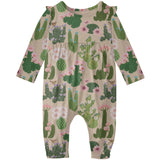 Long Sleeve Flutter Romper- Cactus Blooms (FINAL SALE)