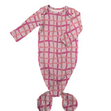 Knotted Infant Gown - Pink Wavy Plaid (FINAL SALE)