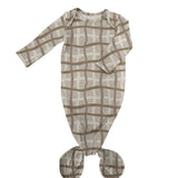 Knotted Infant Gown - Tan Wavy Plaid (FINAL SALE)