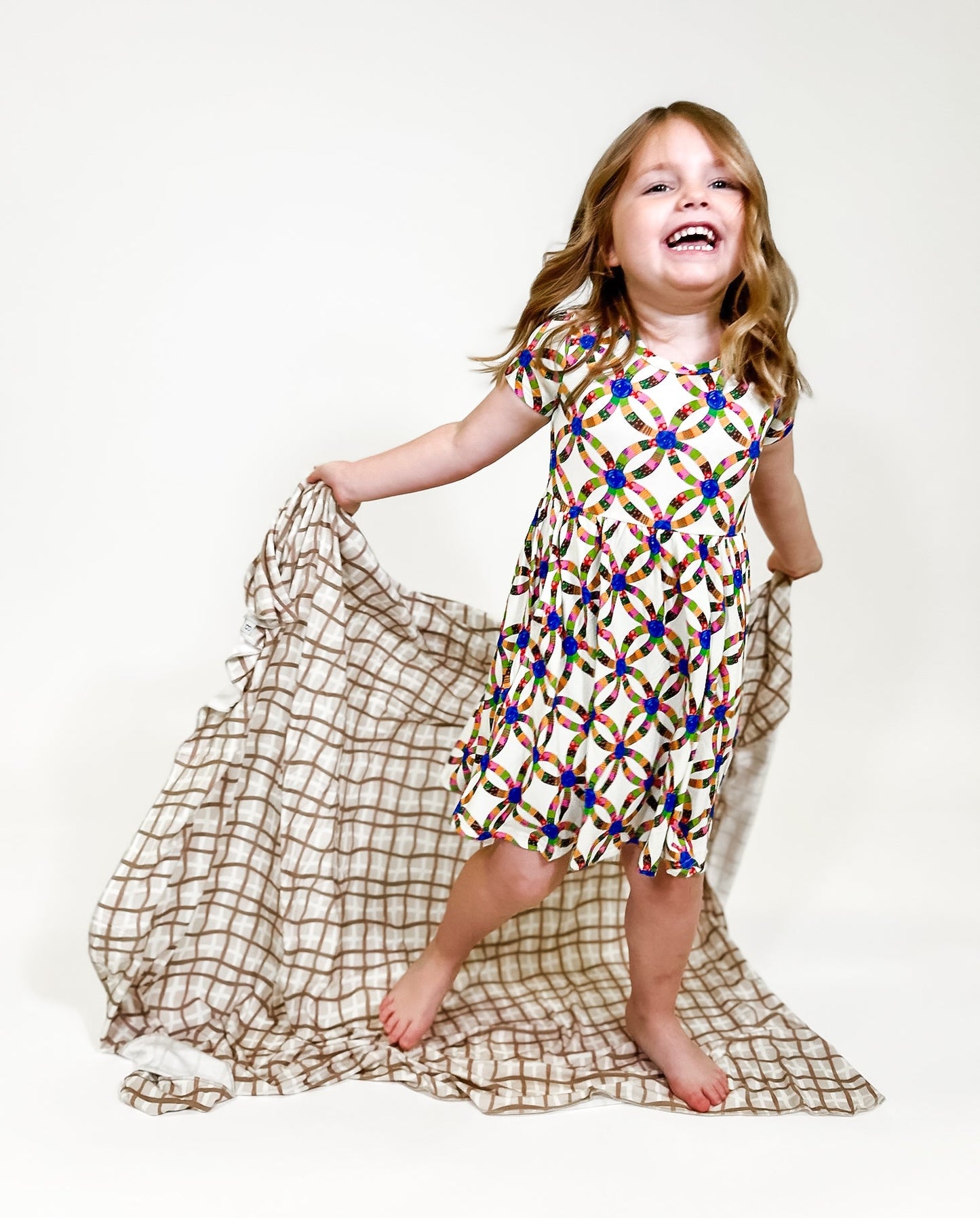 Short Sleeve Pocket Dress - Quilt Pink (FINAL SALE)