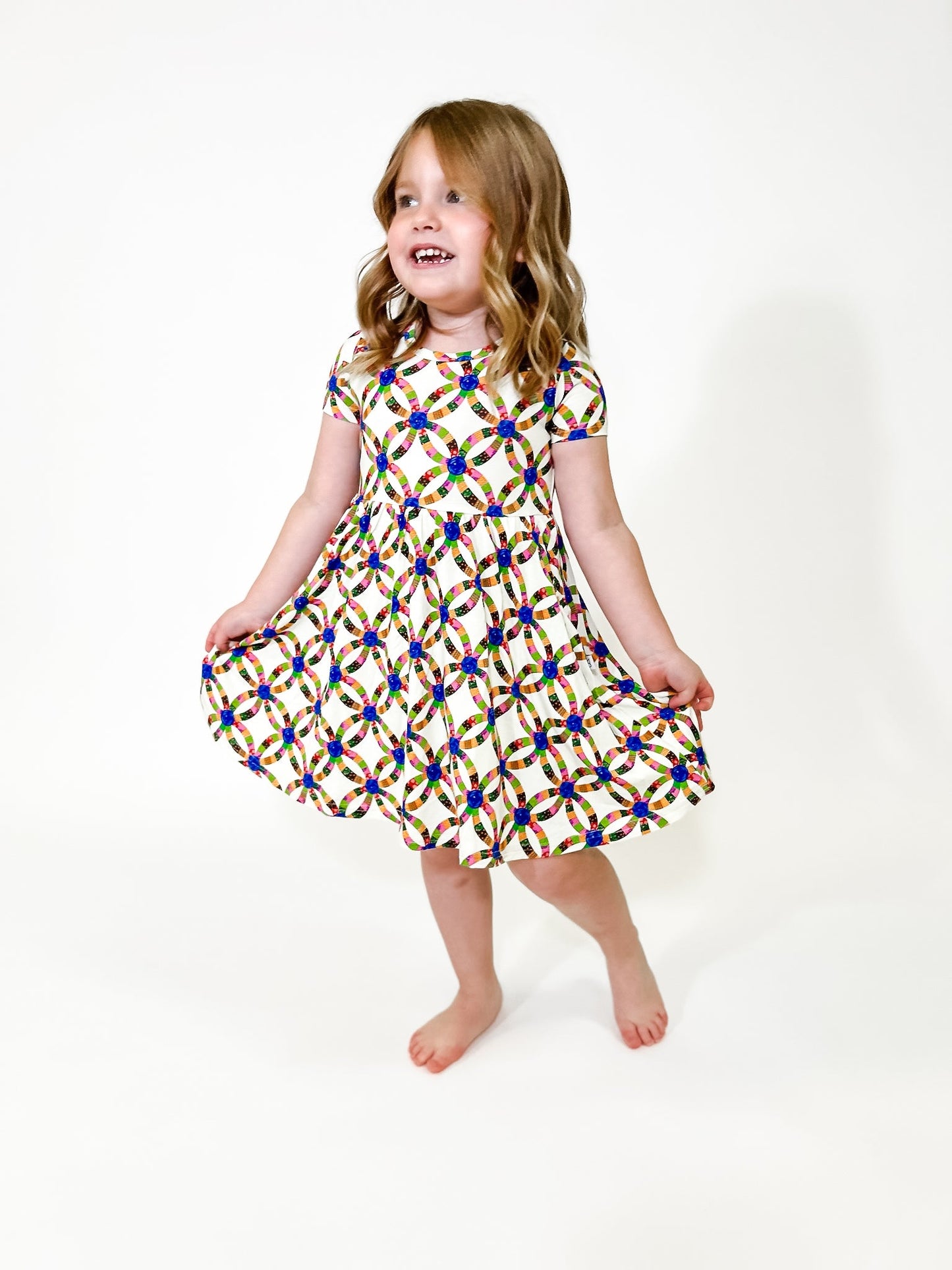 Short Sleeve Pocket Dress - Quilt Pink (FINAL SALE)