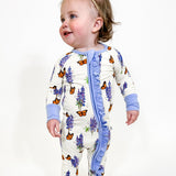 Convertible Zip Pajamas - Bluebonnets