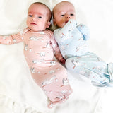 Knotted Infant Gown - Stork (Blue)