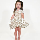 Short Sleeve Pocket Dress - Tan Wavy Plaid (FINAL SALE)