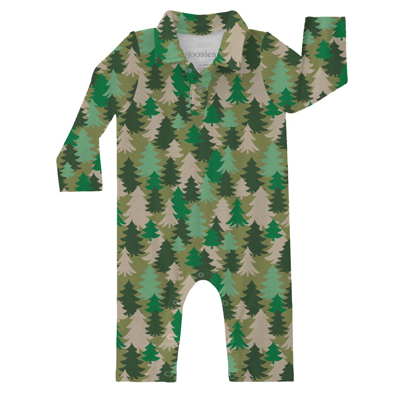 LS Polo Romper - Evergreen Camo