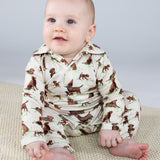 Long Sleeve Polo Romper-Labradors