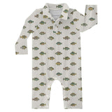 LS Polo Romper - Lake Fish
