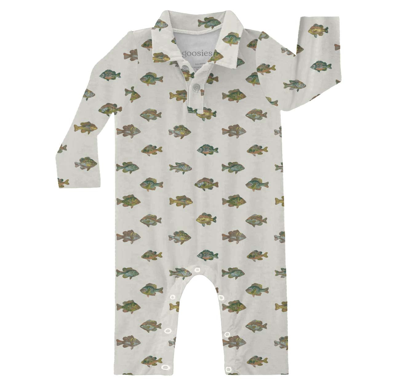 LS Polo Romper - Lake Fish
