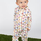 LS Polo Romper - Varsity Flags
