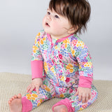 Convertible Zip Pajamas - Flower Fields