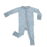Convertible Zip Pajamas - Stork (Blue)