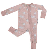 Convertible Zip Pajamas - Stork (Pink)