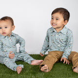 Long Sleeve Polo Romper-Mallards